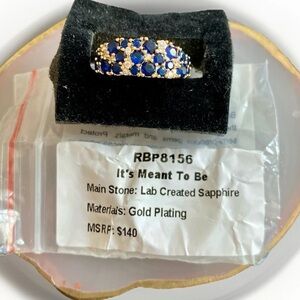 “It’s Meant To Be” September 2024 Lab Created Sapphire Gold Ring 6 BP